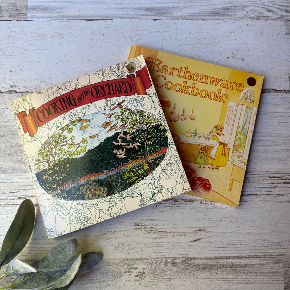 Vintage 1970's Cookbooks (Set of 2) Earthenware Cookbook, Cooking in the Orchard